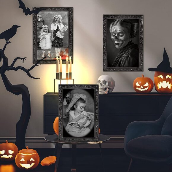 Halloween Decoration Scary Indoor Wall Decor, 3Pack 3D Changing Face Moving Pict - Picture 6 of 7